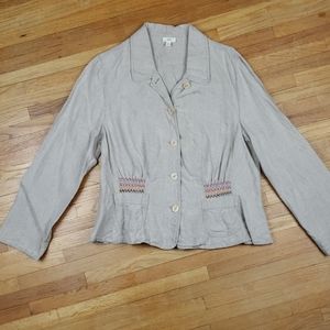 J. Jill Button Front Linen Jacket